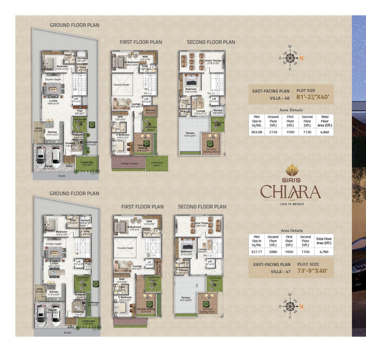 Siri's Chiara villa at twilight